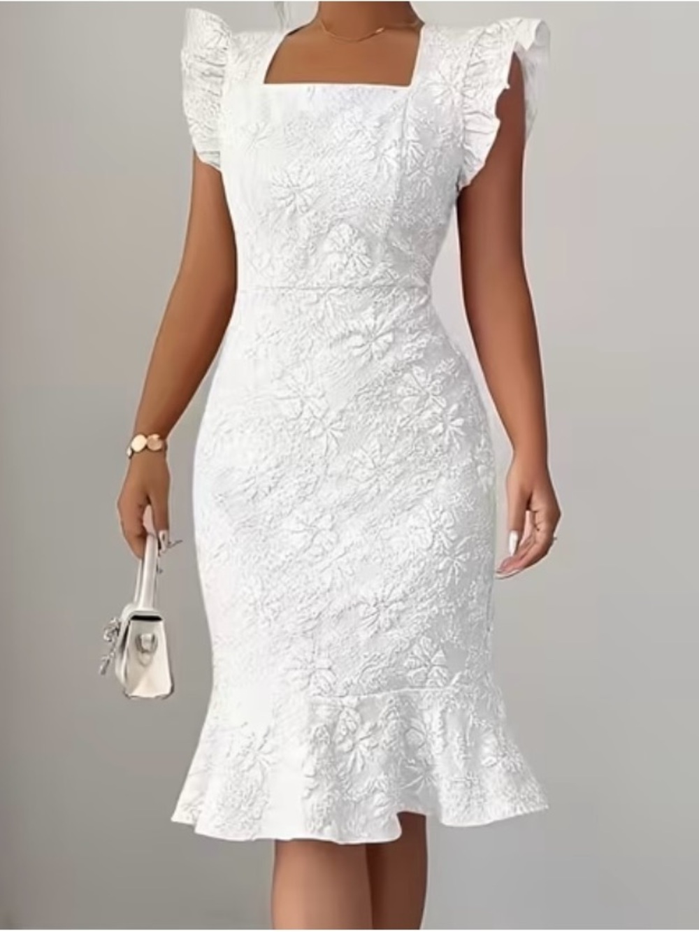 White Floral Dress Embroidered